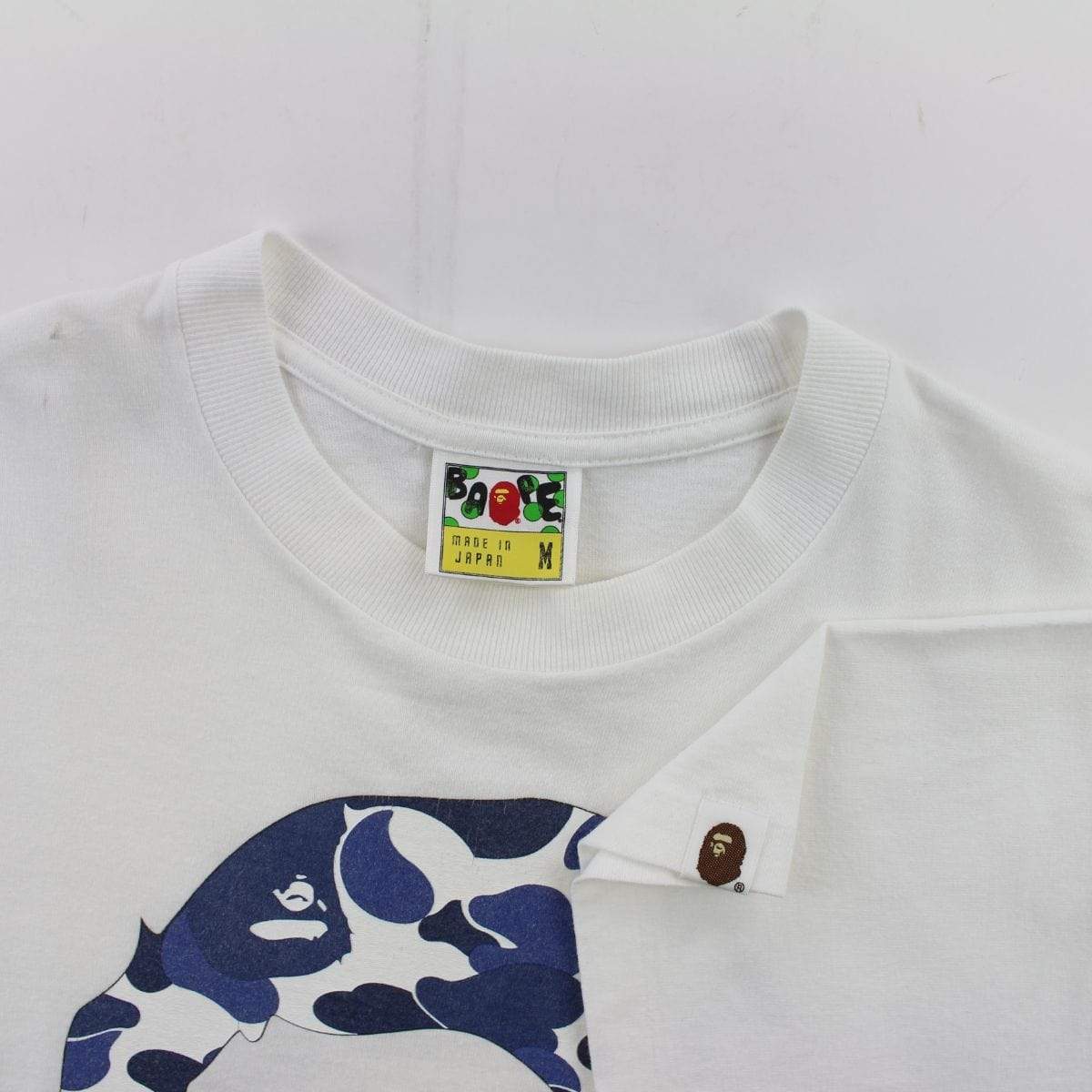 Bape Royal Blue Camo Big Ape Logo Tee White - SaruGeneral