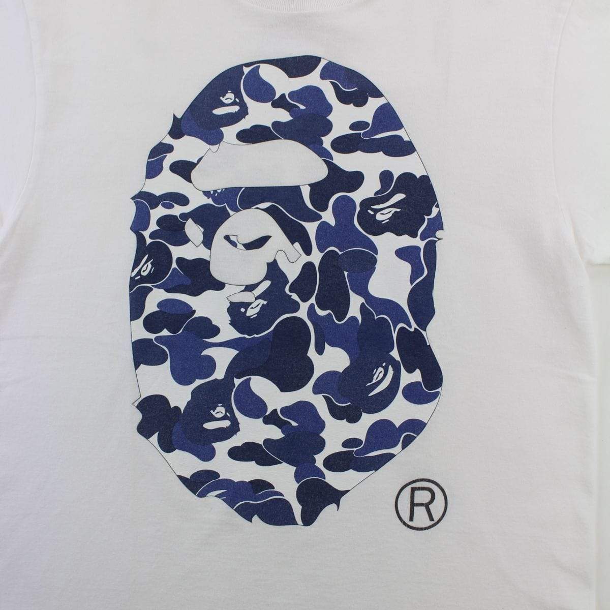 Bape Royal Blue Camo Big Ape Logo Tee White - SaruGeneral