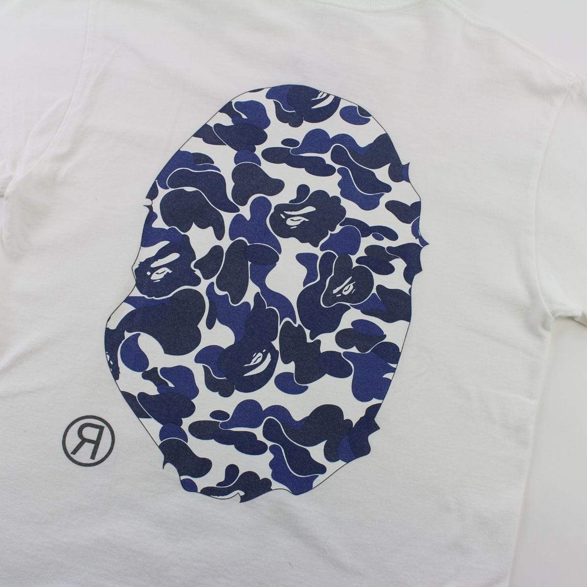 Bape Royal Blue Camo Big Ape Logo Tee White - SaruGeneral