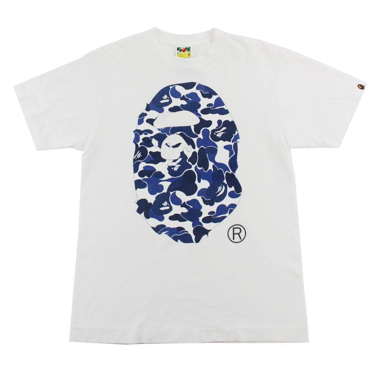 Bape Royal Blue Camo Big Ape Logo Tee White - SaruGeneral
