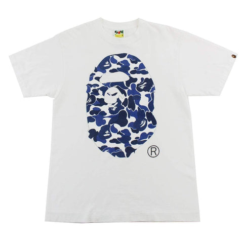 T-shirt Bape bleu royal camouflage Big Ape avec logo blanc