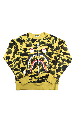 Bape Shark Face 1st Yellow Camo Crew