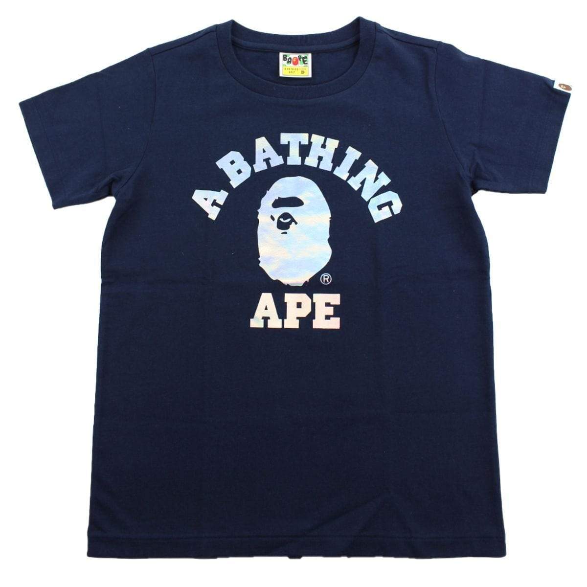 Bape Silver Foil College Logo Tee Navy - SaruGeneral