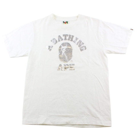 T-shirt Bape Silver Foil College Logo Blanc