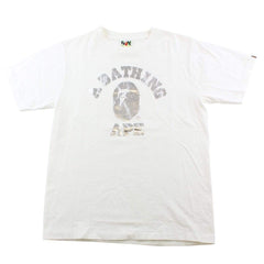 Bape Silver Foil College Logo Tee White