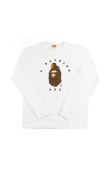 Bape Sleeping Milo Big Ape Logo LS Blanc