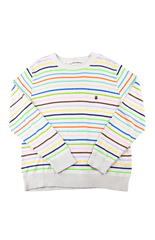 Pull ras du cou à rayures colorées avec petit logo tête de singe Bape