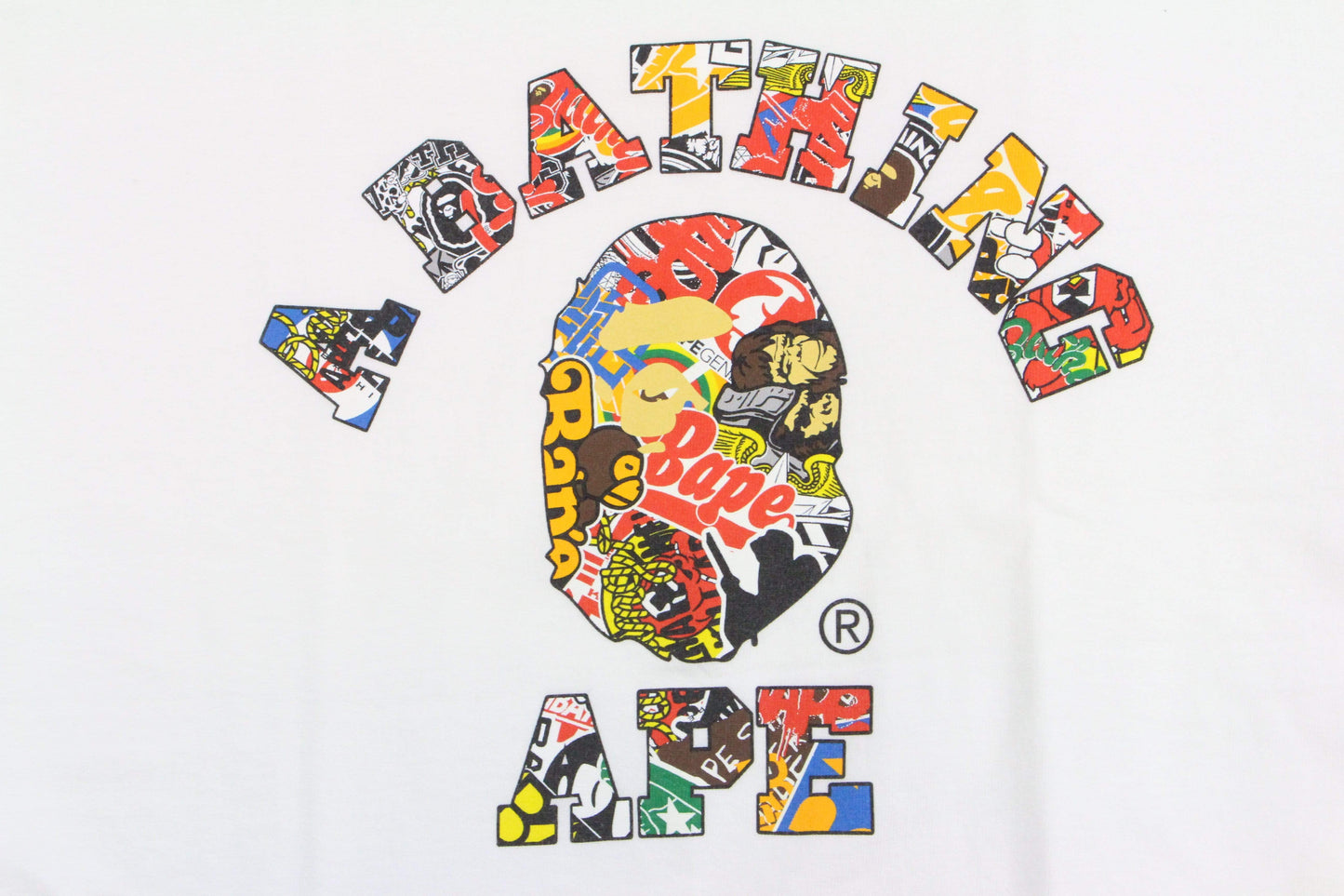 Bape Sticker bomb College Logo Tee White - SaruGeneral