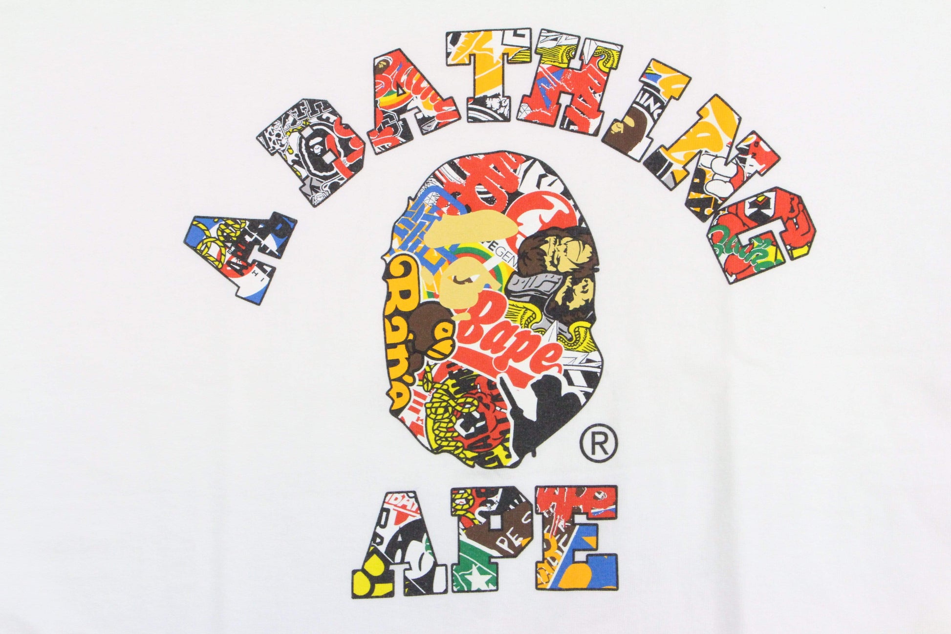 Bape Sticker bomb College Logo Tee White - SaruGeneral