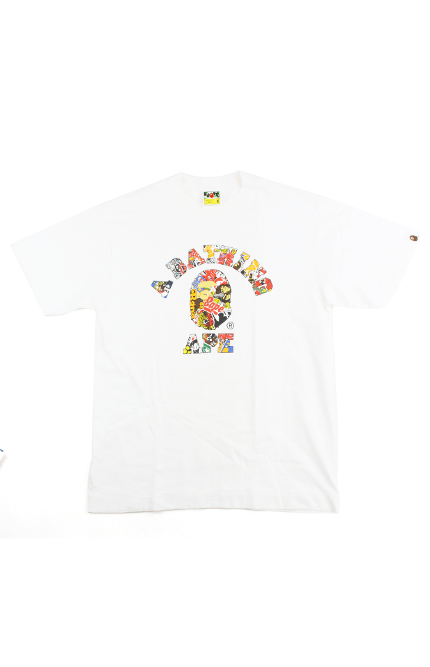 Bape Sticker bomb College Logo Tee White - SaruGeneral