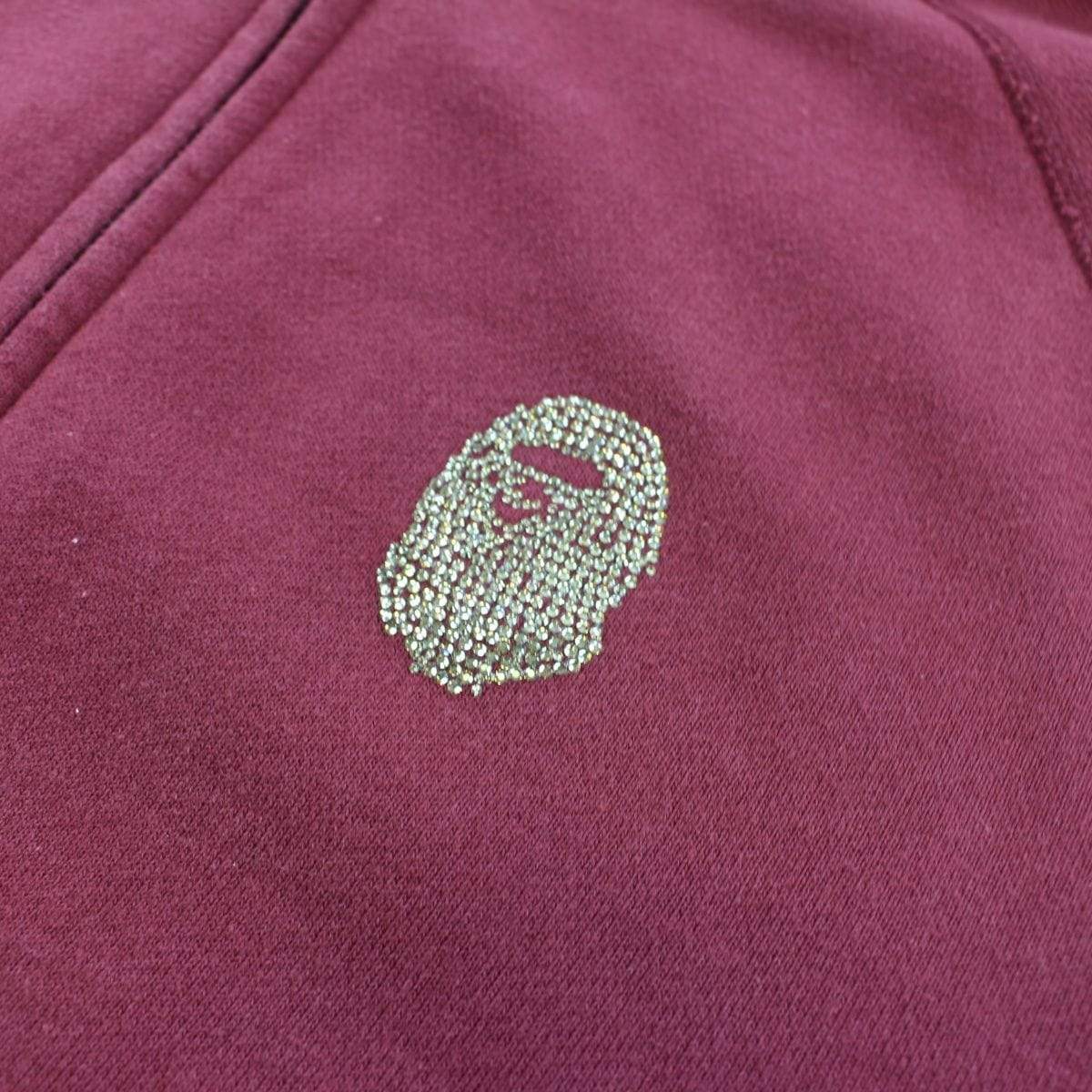 Bape Swarovski Big Ape Logo Full Zip Hoodie Red - SaruGeneral