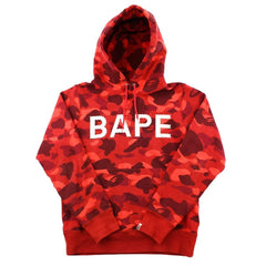 Sweat à capuche camouflage rouge Bape avec texte Swarovski