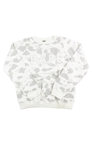 Sweat à capuche Bape Swarovski blanc camouflage
