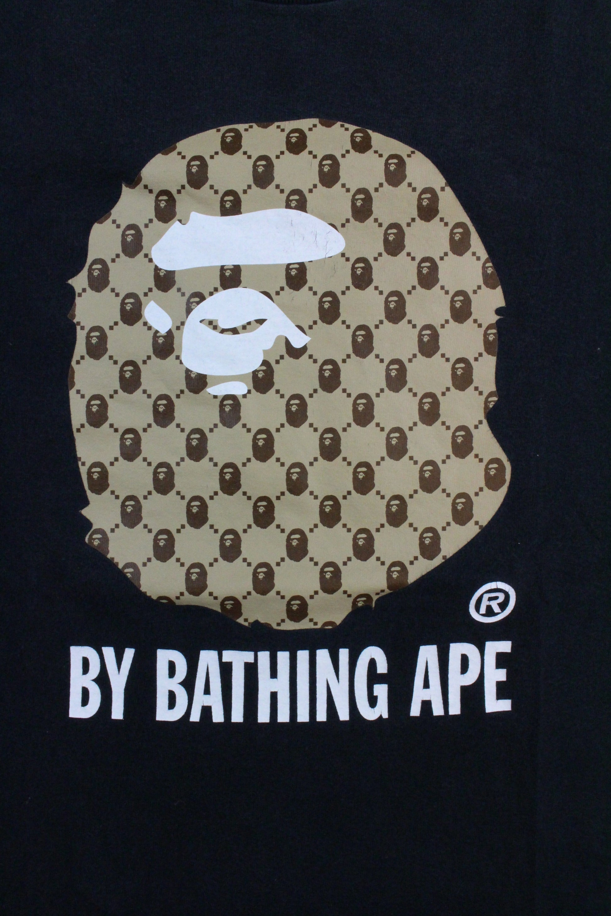 Bape Tan Gucci Style Monogram Big Ape Tee Black - SaruGeneral