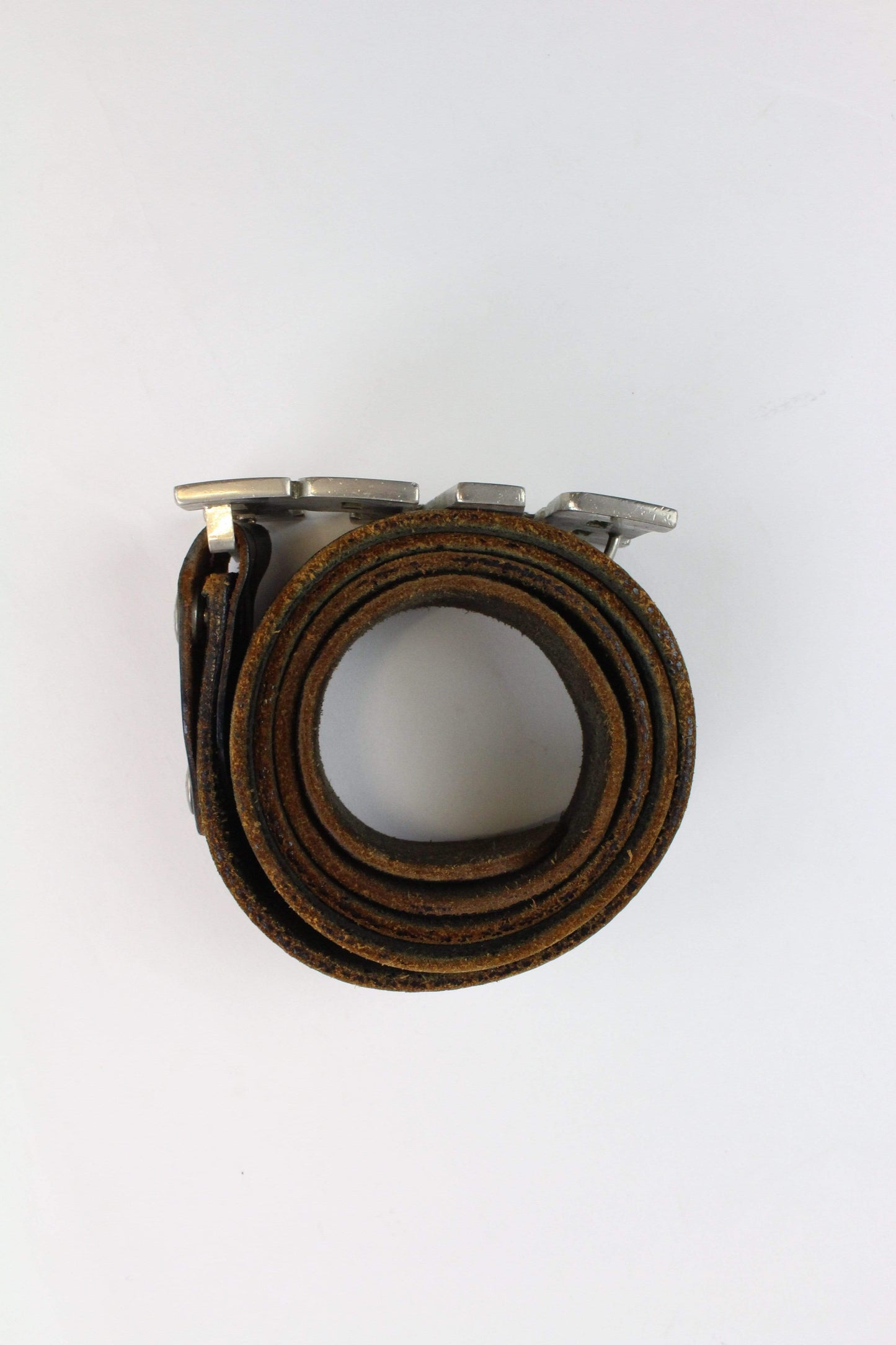 Bape Text Buckle Brown Leather Belt - SaruGeneral