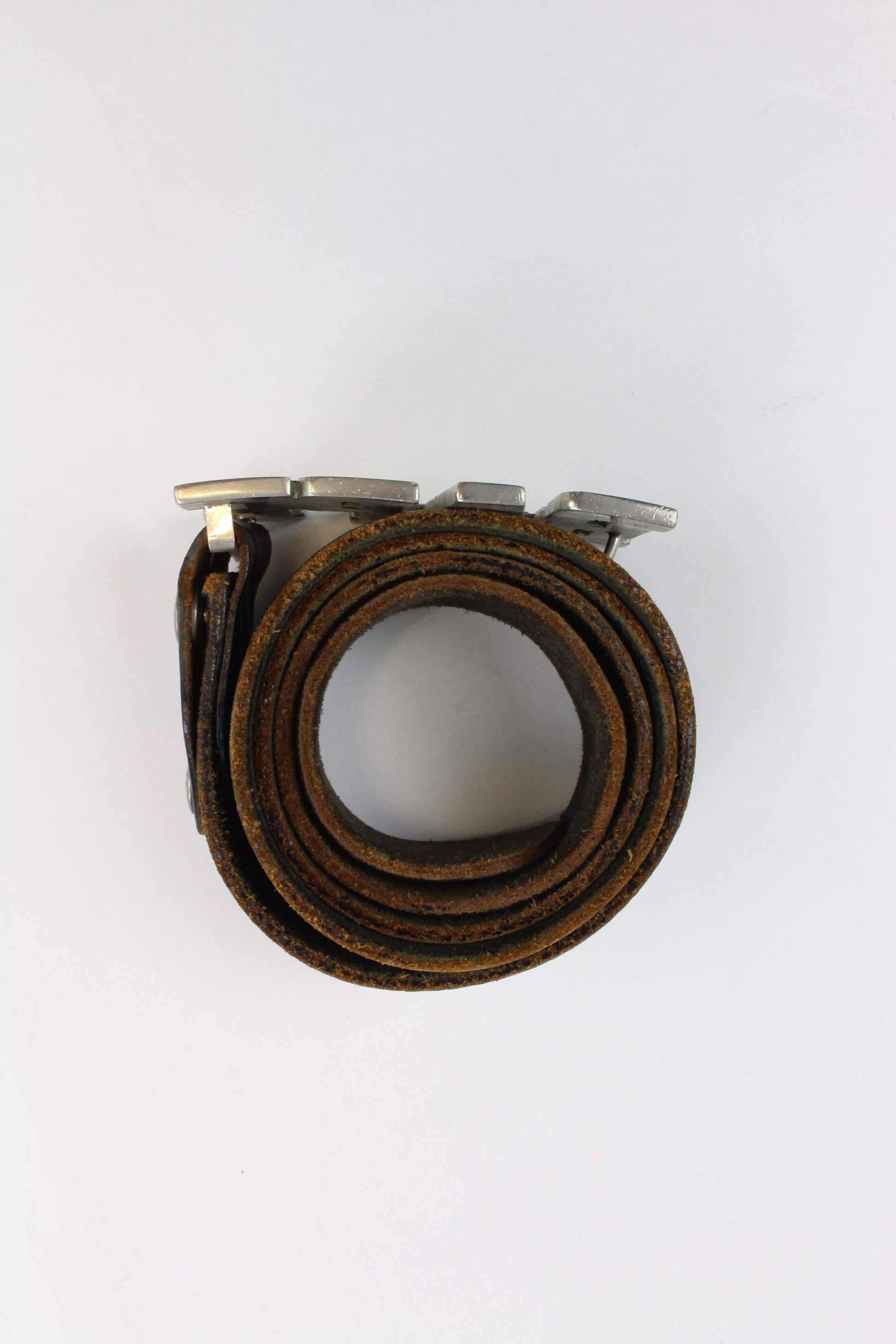 Bape Text Buckle Brown Leather Belt - SaruGeneral