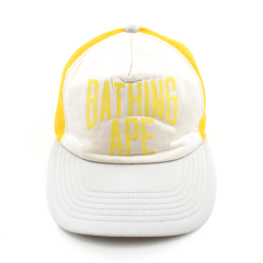 Casquette Trucker Jaune avec Logo Texte Bape