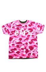 Bape Text Pink Camo Tee Reverse College Logo