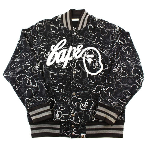Veste universitaire Bape Text White Neon ABC Camo noire