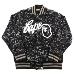 Bape Text White Neon ABC Camo Varsity Jacket Black