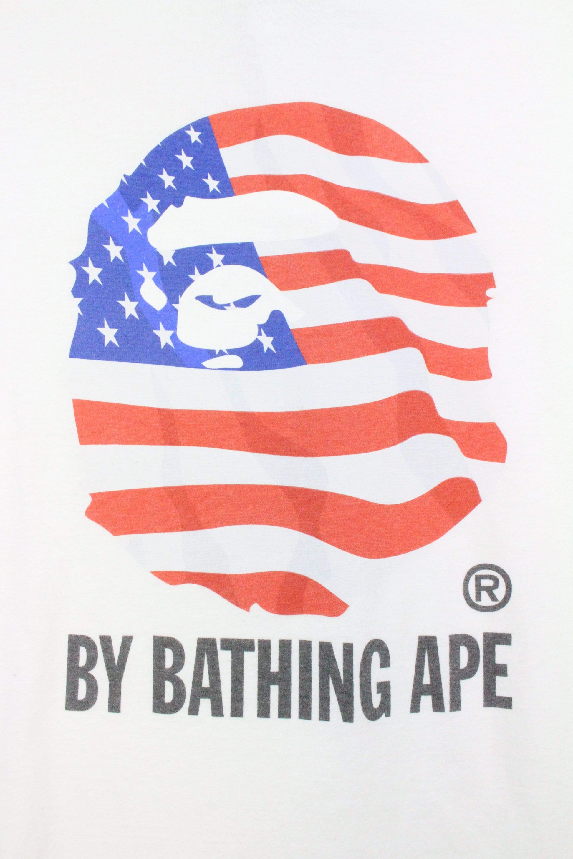Bape USA Flag Big Ape Logo Tee White - SaruGeneral
