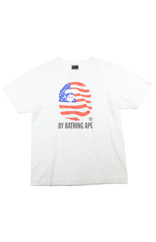 T-shirt Bape USA Flag Big Ape Logo Blanc