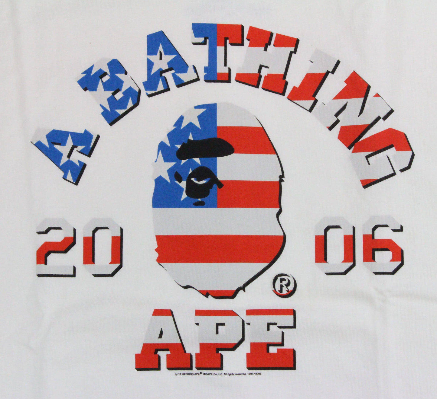Bape US Flag 2006 College Logo Tee White - SaruGeneral