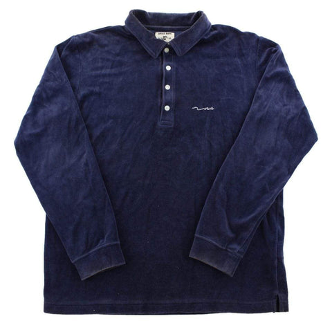 Polo Bape Ursus en velours à manches longues avec logo bleu marine
