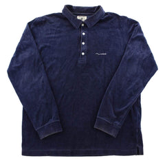 Polo Bape Ursus en velours à manches longues avec logo bleu marine