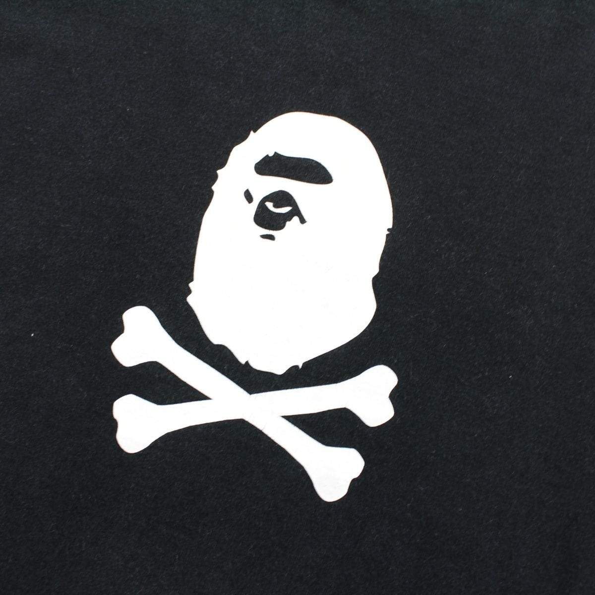Bape White Ape Head Crossbones Logo LS Black - SaruGeneral