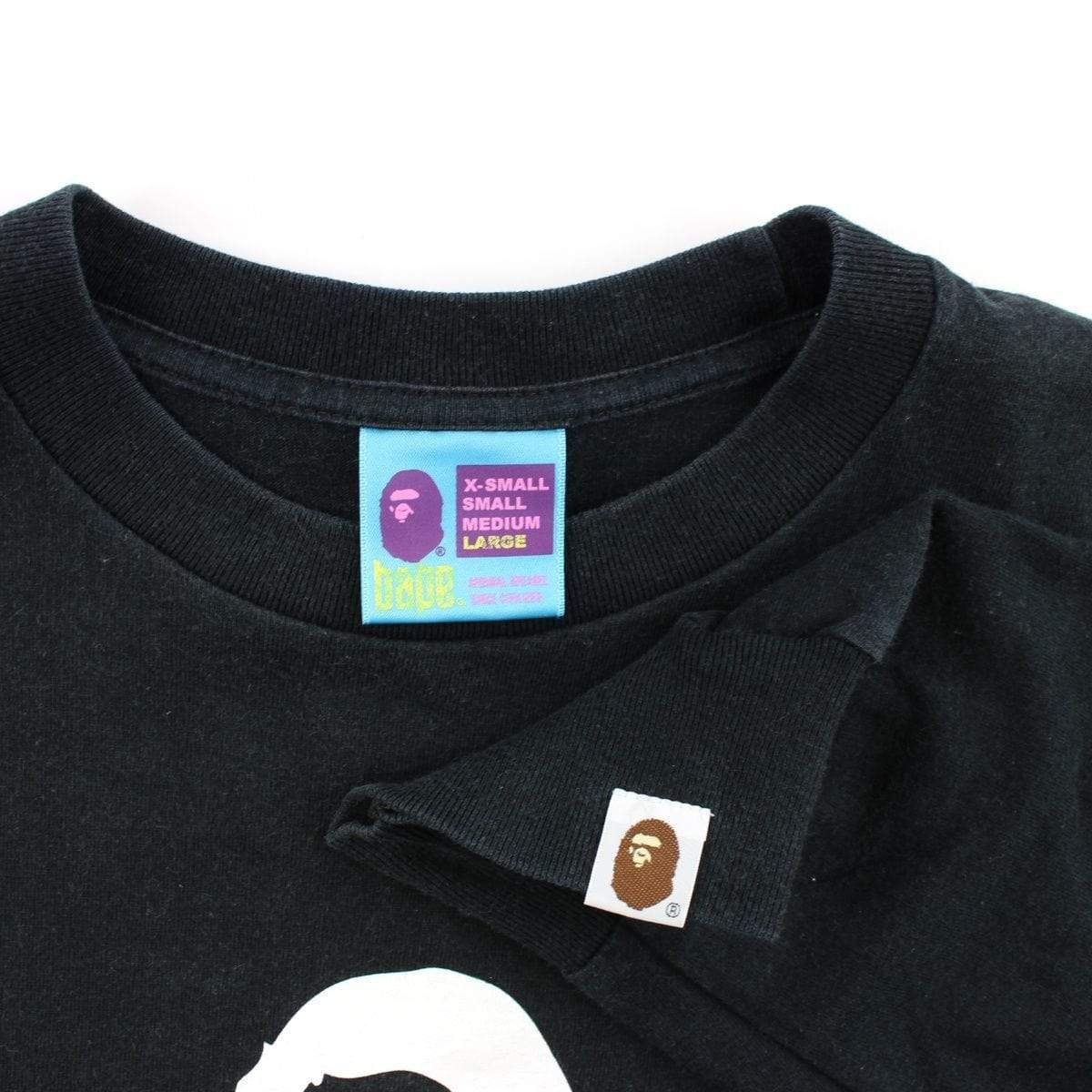 Bape White Ape Head Crossbones Logo LS Black - SaruGeneral