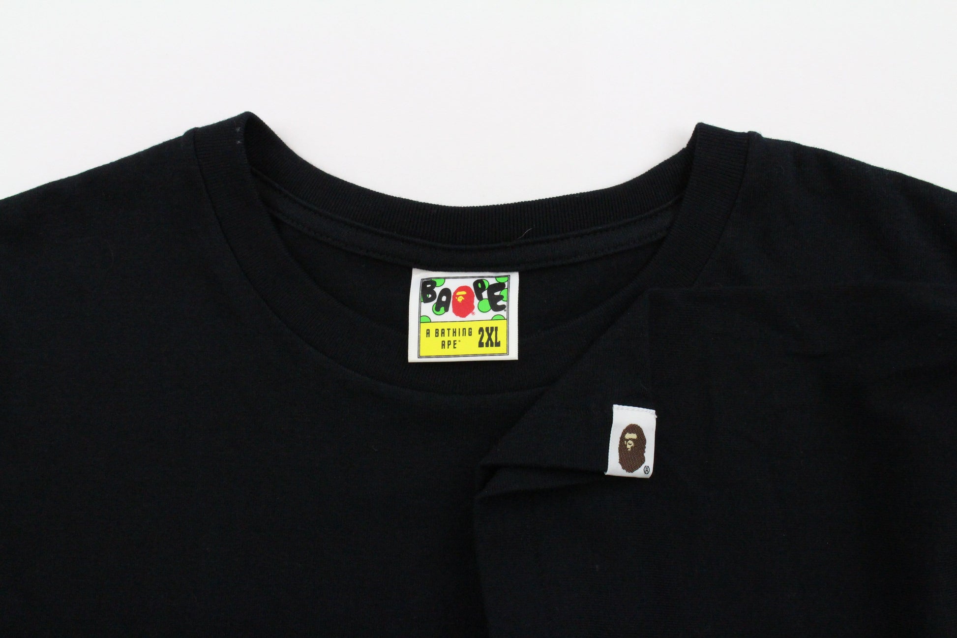 Bape White Ape Head Text Tee Black - SaruGeneral