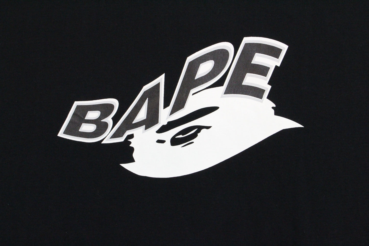 Bape White Ape Head Text Tee Black - SaruGeneral
