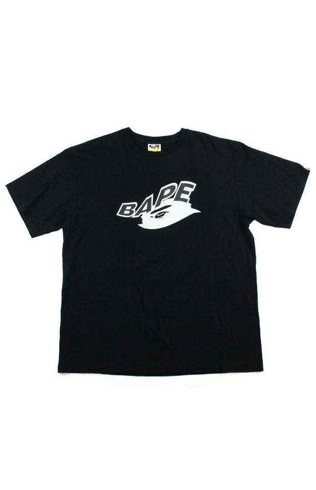 Bape White Ape Head Text Tee Black - SaruGeneral