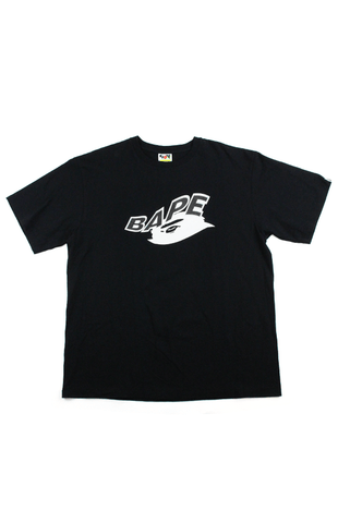 T-shirt Bape blanc avec texte tête de singe noir