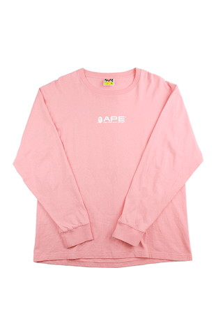 Bape White Ape Text LS Rose
