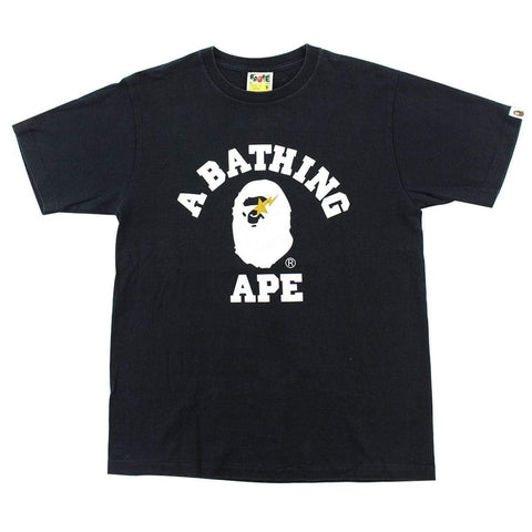 T-shirt Bape blanc avec logo Bapesta College noir