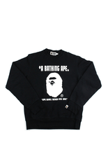 Bape White Big Ape Swarovski Crystal Contour Text Crew Noir