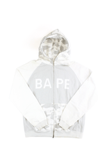 Sweat à capuche zippé Bape White Camo avec texte