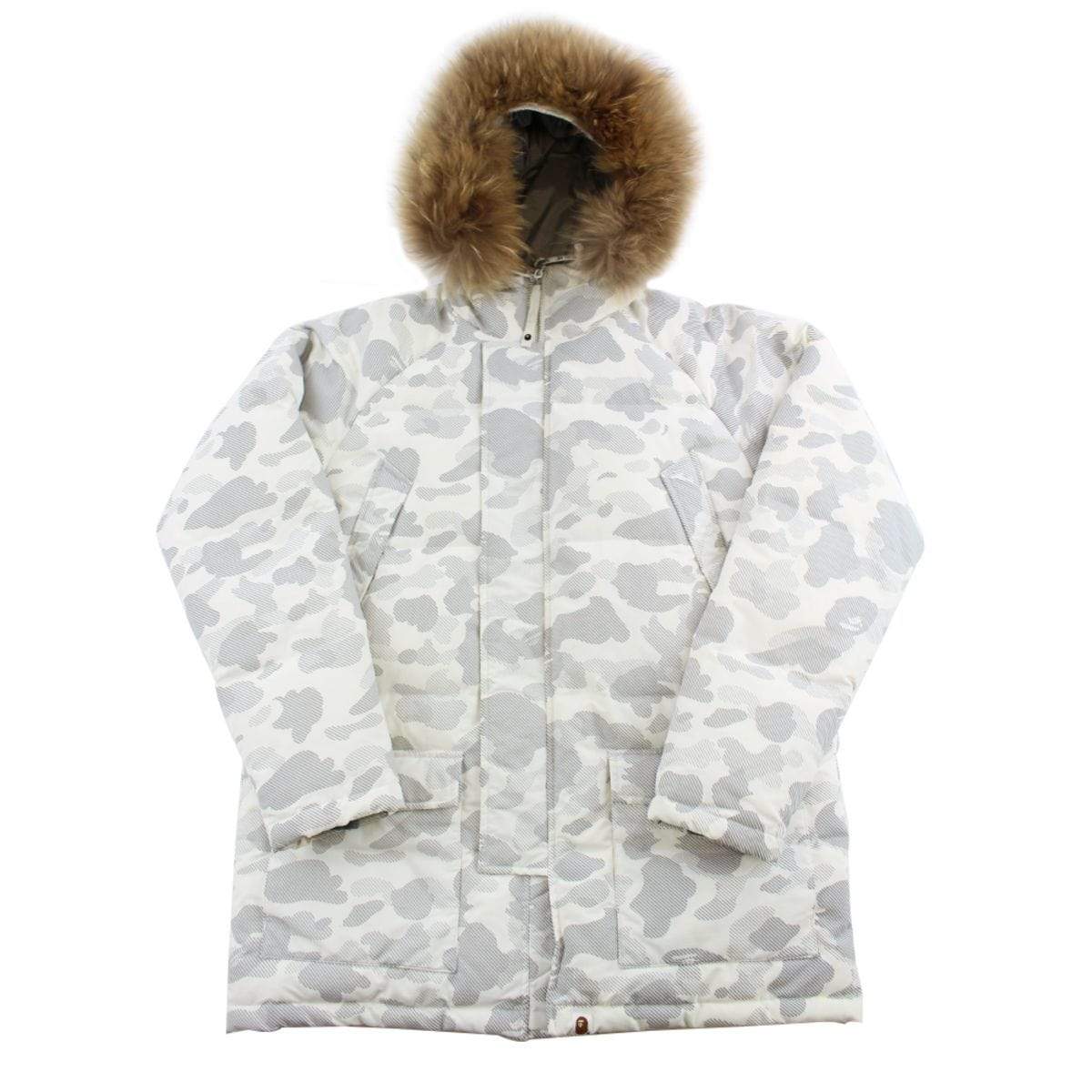 Bape Snow Camo Fur Parka Jacket - SaruGeneral