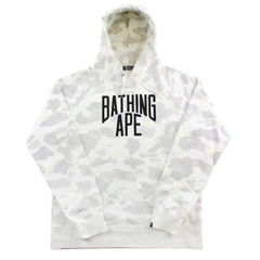 Sweat à capuche Bape blanc camouflage avec texte