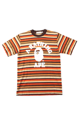 T-shirt rayé marron-orange avec logo Bape White College