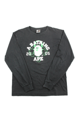 Bape White College Logo Green Outline Milo 2005 LS Noir