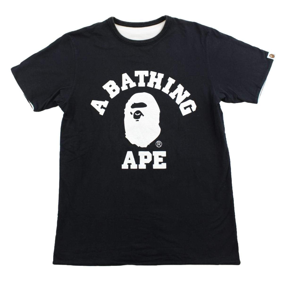 Bape White College Logo Reversible Tee Black - SaruGeneral