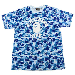 Bape White College Logo Tee ABC Blue Camo