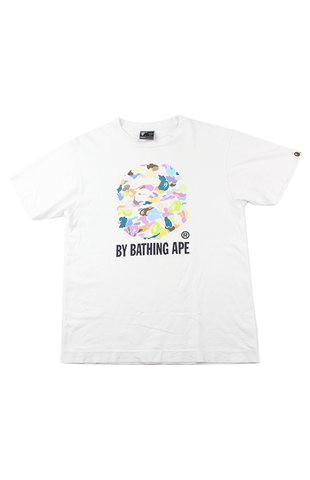 T-shirt Bape blanc multicamo avec logo Big Ape