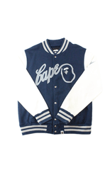 Veste universitaire Bape blanche et bleu marine