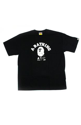 T-shirt Bape noir et blanc dégradé avec logo universitaire