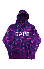 Sweat à capuche Bape White Text Purple Camo