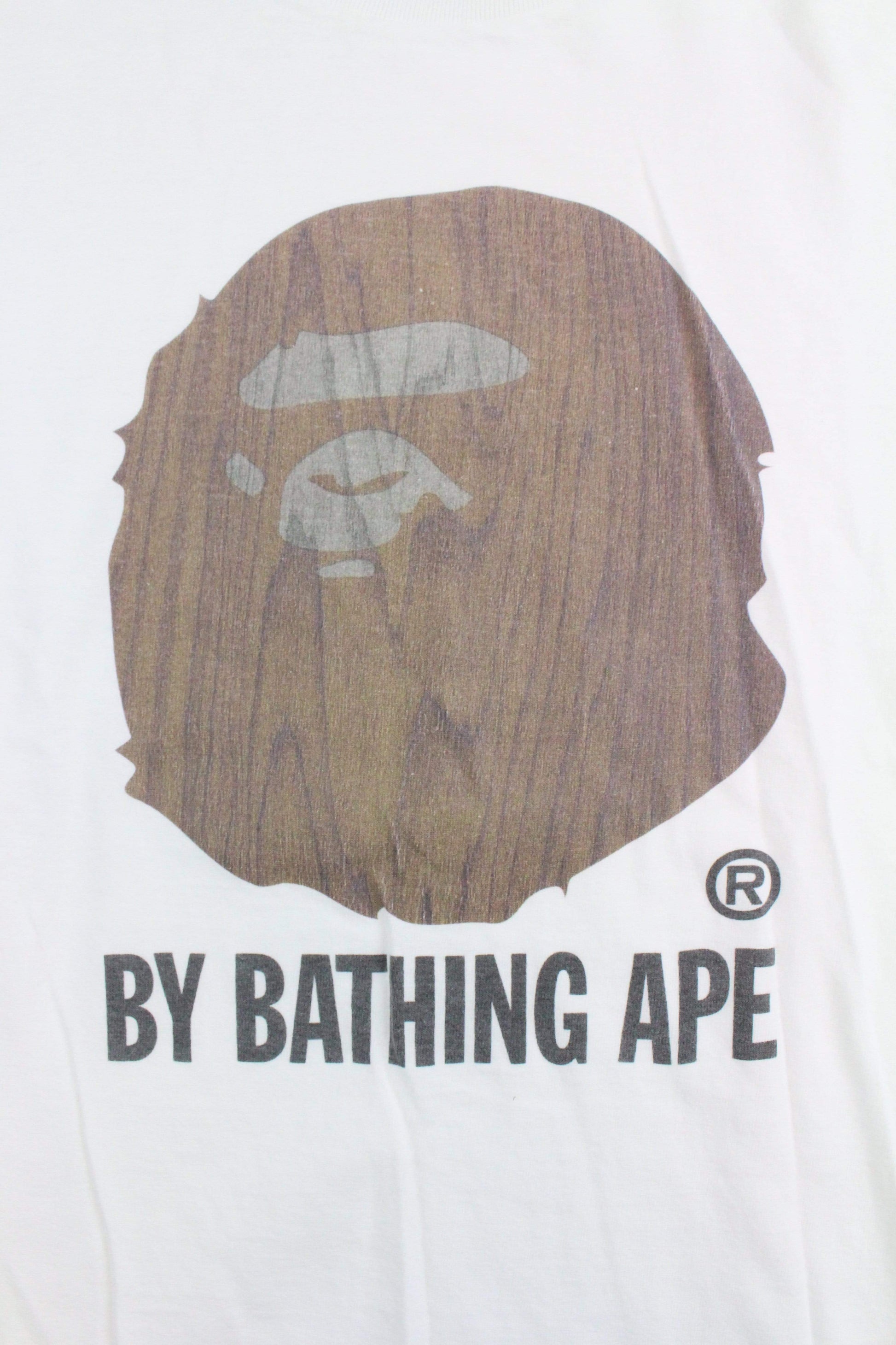 Bape Wood Big Ape Logo Tee White - SaruGeneral